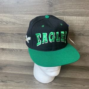 Vintage Philadelphia Eagles Drew Pearson Arch Snapback Hat Black And Green